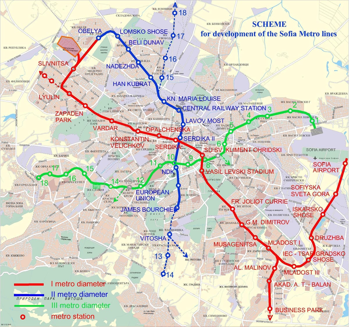 kort af Búlgaríu metro