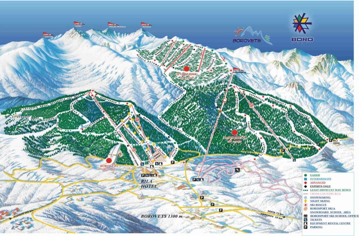 Búlgaríu ski kort
