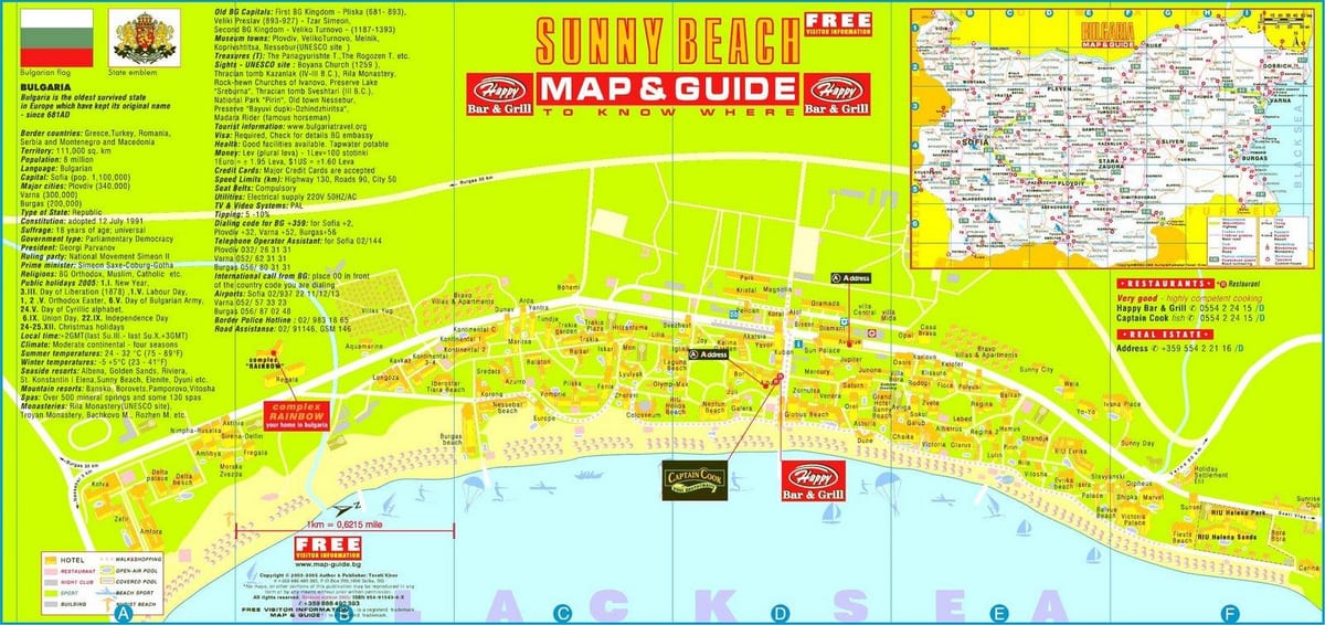 ferðamaður kort af sunny beach Búlgaríu