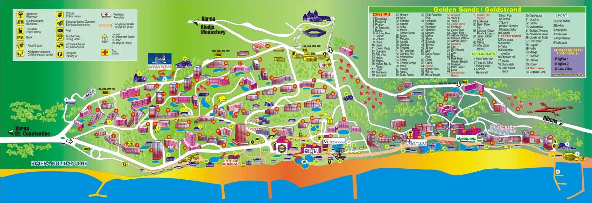 golden beach Búlgaríu kort