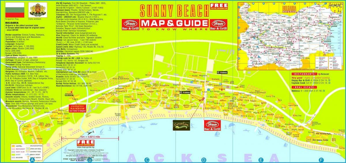 ferðamaður kort af sunny beach Búlgaríu