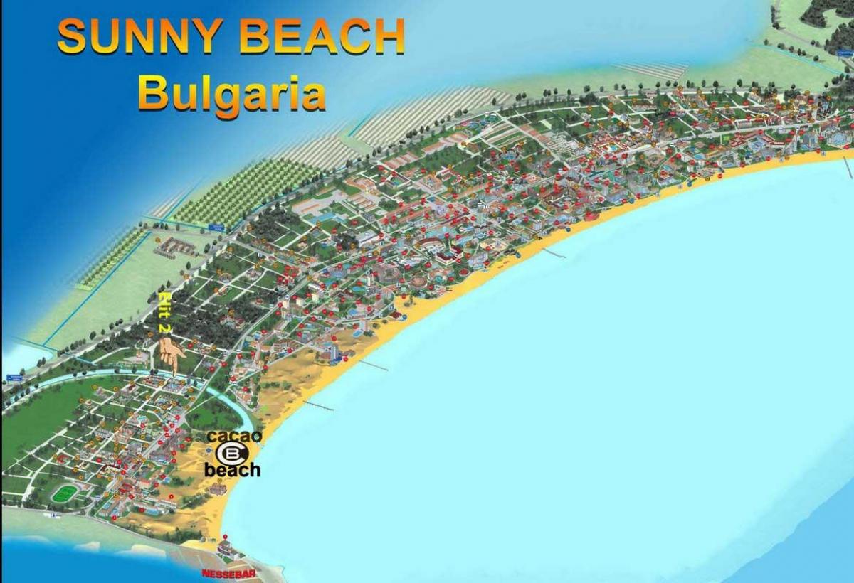 kort af kakó beach Búlgaríu