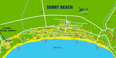 Kort Búlgaríu sunny beach