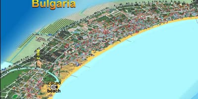 Kort af kakó beach Búlgaríu